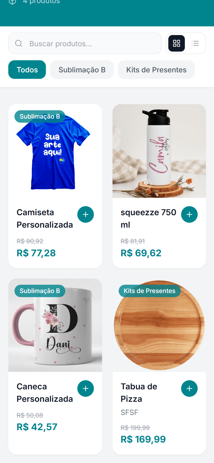 Catálogo online do Custy no celular